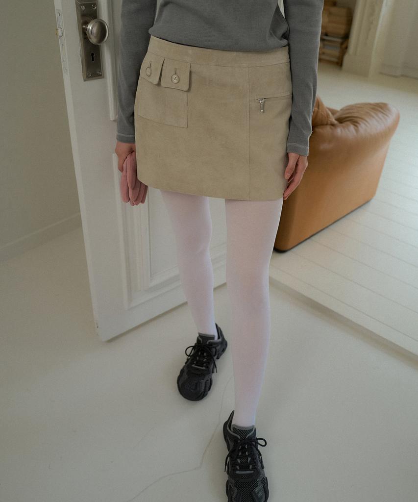 Obeodyupeulleeo Suede Mini Skirt_Ash Gray