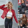 Rose Beauty A Zip Up PU Leather Moto Jacket
