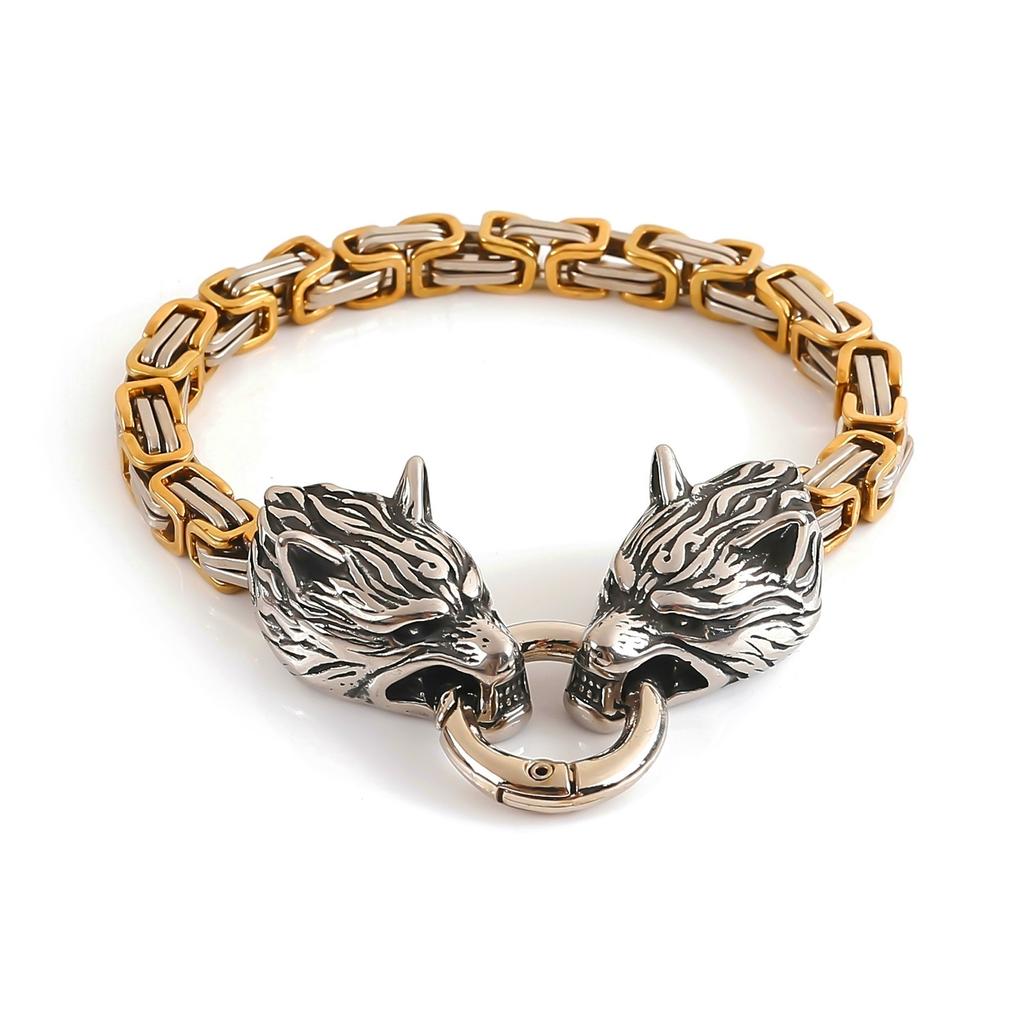 Взрывной мужской браслет из нержавеющей стали с головой волка викингов, императорская цепочка, браслет-цепочка King 
