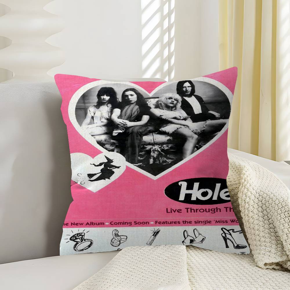 Alternative Rock Band Hole Pillow Covers Cartoon Sofa Decorative Home Doublesided Printing Short Plush Cute Cushion Cover