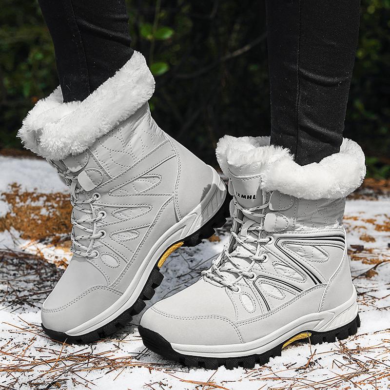 Женские ботинки на шнуровке, модные зимние высокие ботильоны на платформе, женские теплые зимние ботинки, мягкие ботинки Botas Mujer