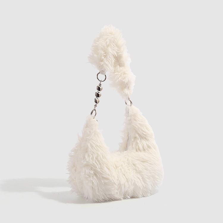 2024 New Autumn and Winter High-end Furry Bag Women's Fashion Versatile Plush Handbag Underarm Bag Single Shoulder Plush Bag