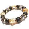 Браслет из натурального камня Power Stone, сильнейший браслет Four Divine Beasts, матовый оникс 12 мм, черный трещиноватый кристалл 12 мм, гравировка Four Divine Beasts по золоту