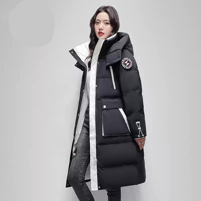 Women's Autumn And Winter Hooded Down Jacket Medium And Long White Duck Down High-end Coat Loose Thick Down Jacket