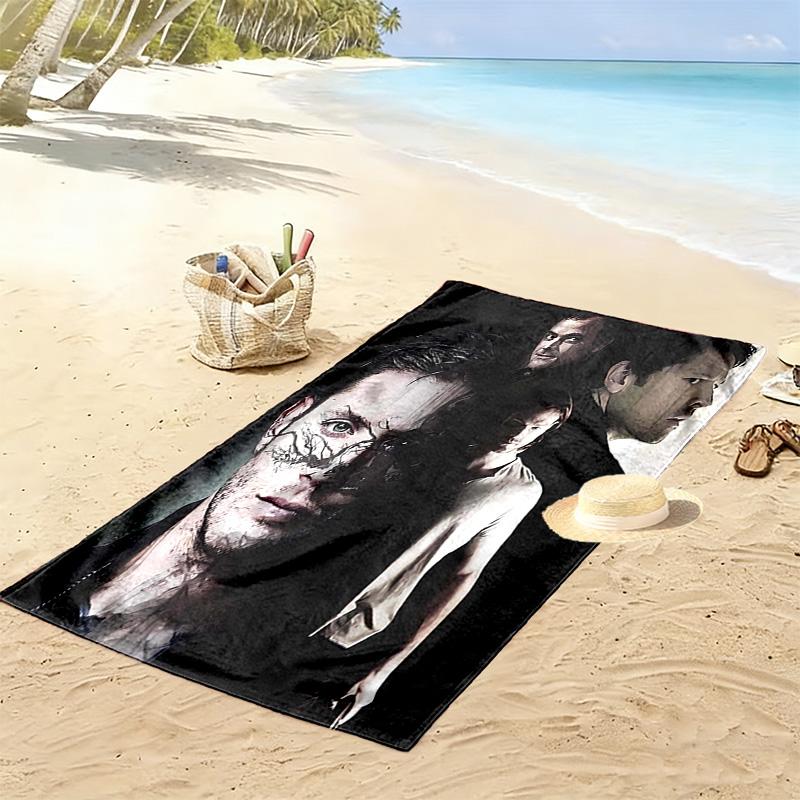 Supernatural Brothers Print Beach Towel, Large Soft Quick Dry Towel for Beach Camping Swimming