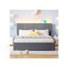 Lit capitonné - MUVOE - 160x200 cm - avec barre lumineuse - prise USB - grands tiroirs gris