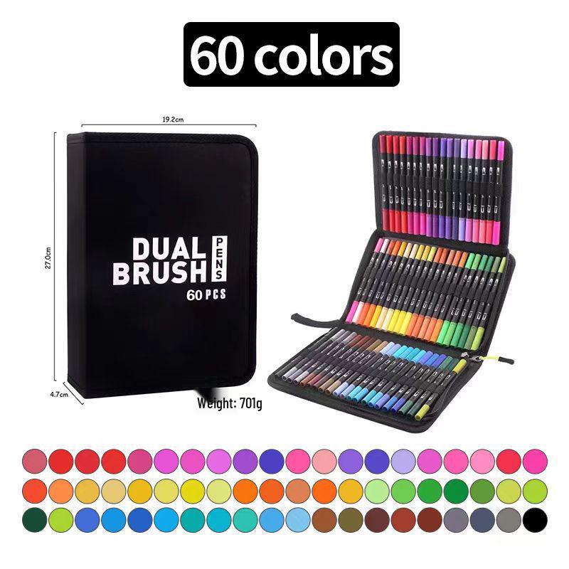 Детские двухсторонние мягкие акварельные ручки - Смываемые, кисти на водной основе