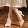 Ткань полый тонкий каблук заостренный каблук туфли универсальный темперамент женские туфли простые