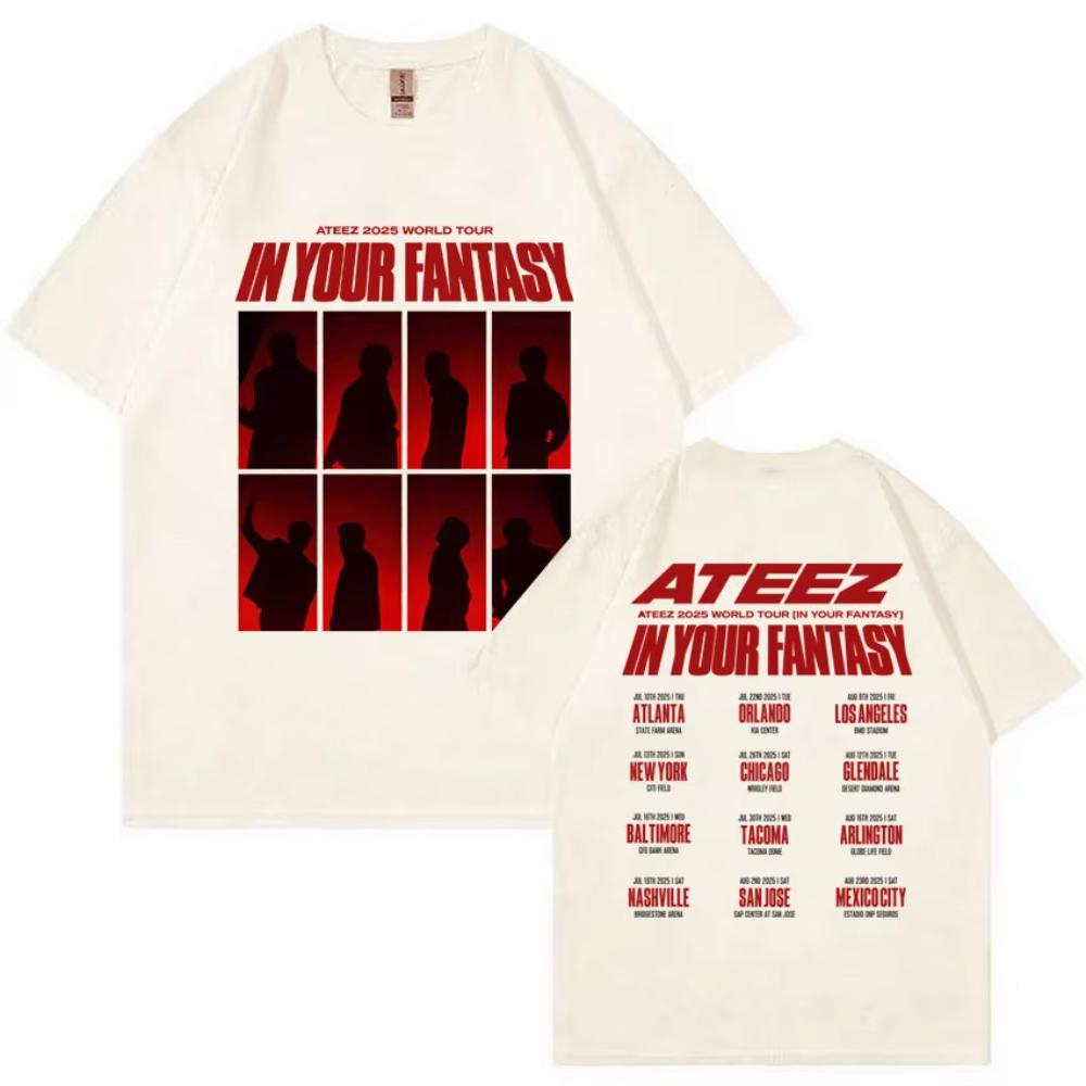 ATEEZ in Your Fantasy 2025 Мировой Тур Футболка Унисекс Оверсайз Футболки Мужские Женские Корейская Мода Тренд Футболки Kpop Уличная Мода