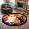Cartoon Round Ghost Floor Mat Boo Sign Black Cat Jack O Lantern Bat Star Pattern Non Slip Washable Cute Holiday Entry