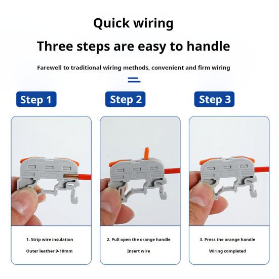 10Pcs KV121 Push-in Quick Terminal Block Din Rail Connector Universal Compact Fast Electrical