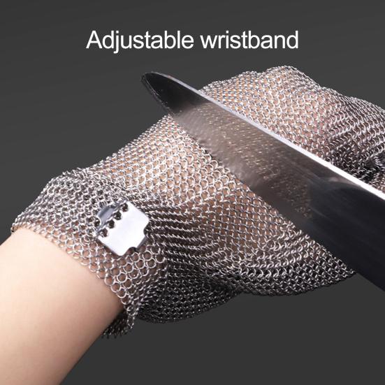 Yousheng Cut Resistant Glove Stainless Steel Mesh Metal Glove Adjustable Wrist Buckle Gloves Multi-Purpose Butcher Glove for Kitchen Cooking