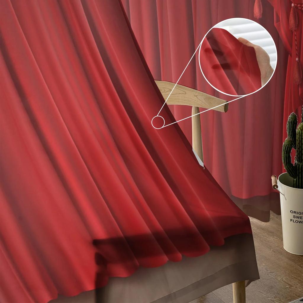 Красный занавес, сценическое искусство, прозрачные шторы для гостиной, спальни, украшение, шифоновая тюль-вуаль, кухонная оконная занавеска