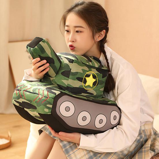 Tank Plush Toy Simulation Modeling Pentagram Pattern Camouflage Sleeping Accompany Hugging Cushion Children Plush Doll Pillow Toy Boys Toy Gift