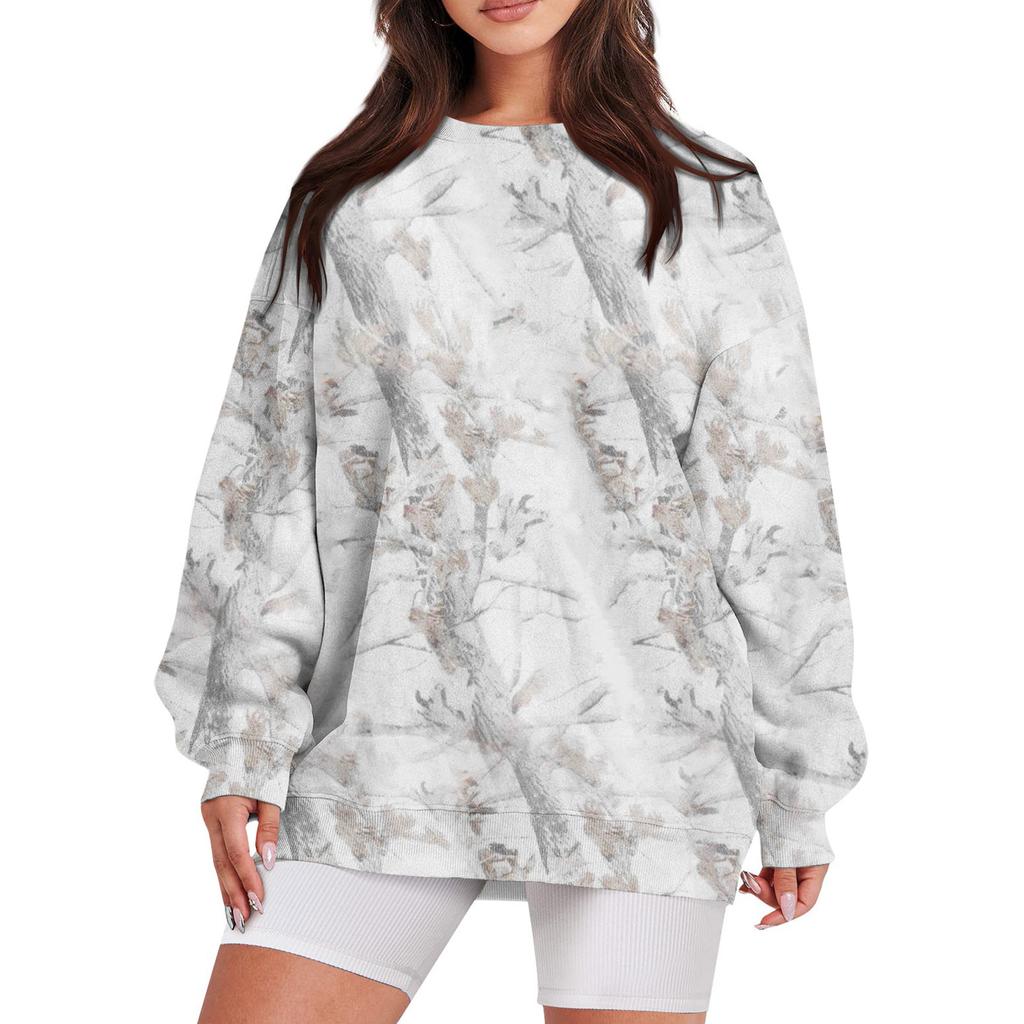 Женская повседневная модная винтажная толстовка с длинным рукавом и круглым вырезом с принтом, многослойный пуловер, топ