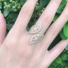 Luxury Angel Wings Ring For Women Popular Full Mirco Paved Natural Zircon Ring Vintage Wedding Party Fashion Gold Jewelry