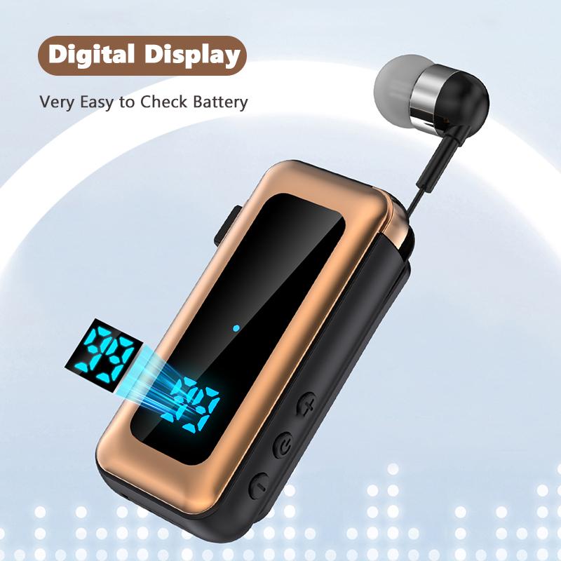 VAORLO Бизнес-наушники с зажимом для TF-карты, играющие по Bluetooth 5,4, с шумоподавлением, HD-наушники с цифровым дисплеем и микрофоном, гарнитура