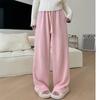 Knitted Wide-leg Pants for Women's Pants for Spring and Autumn New Style Slim and Lazy Style Straight Pants Loose Casual Mink Glutinous Rice Pants