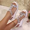 Fashion Rhinestone Butterfly Decor Chunky Platform Sandals Women Fashion Slip On Wedges Sandles Woman Lightweight Elastic Band Sandals