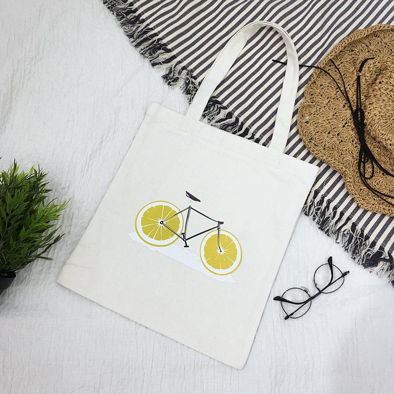 Cartoon Canvas Bag Women's Shoulder New Student Literary Printed Cloth Bag Handbag Simple Large-capacity Shopping Bag