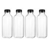 4pcs 500ml Plastic Empty Beverage Drink Bottle PET Milk Juice Bottle Jar Reusable Storage Containers With Lids For Outdoor