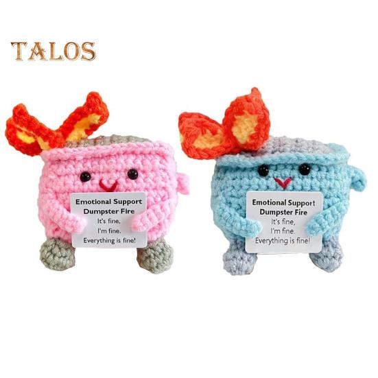 2 шт. Позитивный крючком мусорный контейнер в виде пламени с поощрительной открыткой, эмоциональная поддержка, ручная работа, вязание, мусорный бак, кукла, украшение, орнамент