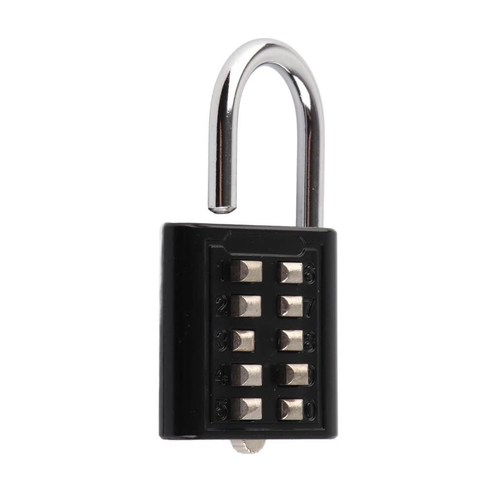Security Padlock 10 Digits Push Button Combination Outdoor Waterproof Padlock for Gym Cabinet Gate