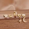 5PCS New Design Gold Color Ear Stud Earring Set For Women Zircon Star Moon Punk Piercing Earrings Helix Tragus Piercing Jewelry