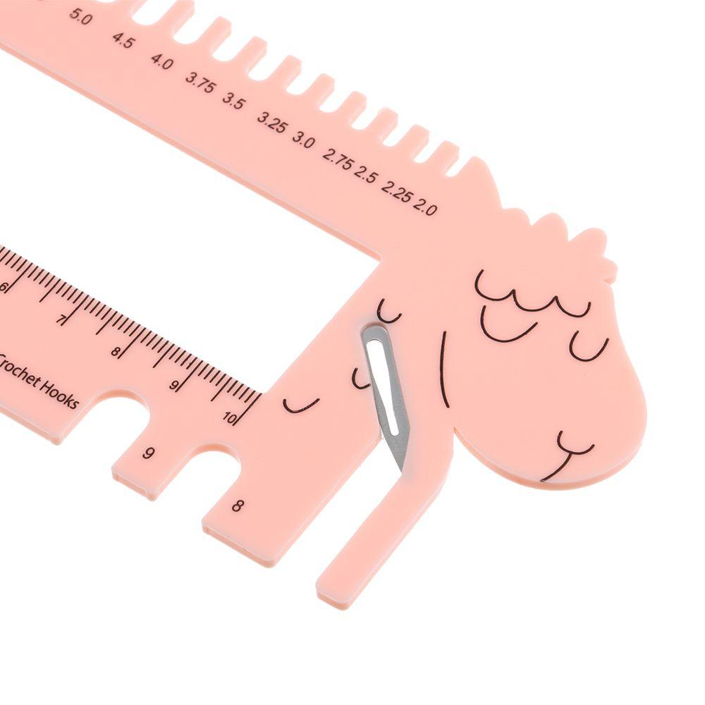 Измеритель головы овцы с ножницами Розово-фиолетовый цвет Измеритель для вязальных спиц и крючков для вязания ММ Линейка Инструмент (Размеры США, Великобритании, Канады)