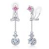 Earrings for of Silver October Anniversary SK.Whiee Women, Popular, Swinging, "Flower Love", Hypoallergenic, 925, Non-Pierced Earrings, Zirconia,