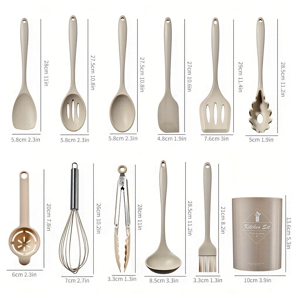 Набор кухонных принадлежностей из силикона - антипригарные кухонные принадлежности с ведром для хранения - включая лопатку, мешалку, лопатку для еды, принадлежности для выпечки