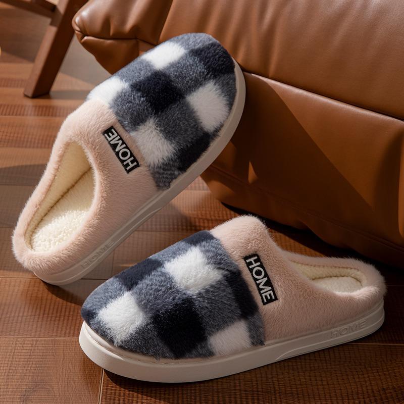 Slippers Winter Men's Autumn and Winter Indoor Home Household Warm Non-slip Women's Couple Thickened Bottom Home Plush
