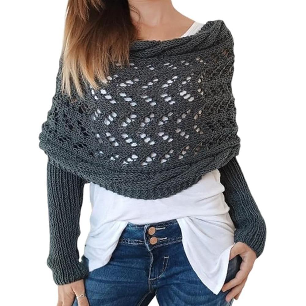 Cable Sweater Shawl Wrap Solid Color Knitted Cable Wrap Creative Gift Knit Scarf Sweater  for Women