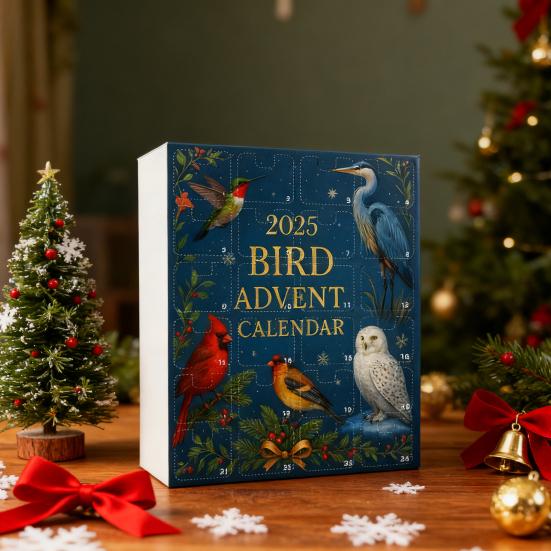 2025 Птичий Адвент-календарь Коробка для отсчета 24 дней Реалистичные птичьи украшения