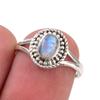 Natural Rainbow Moonstone Gemstone Handmade 925 Sterling Silver Ring S.5.5 Y3k10