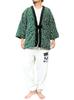Wankodo Men's Warm Hanten Jacket, Large Size, Boa Fabric, Arabesque Print, Shiba Inu, Kyoto-Originated Mascot, Wankodo Chanchanko, 5L, Green