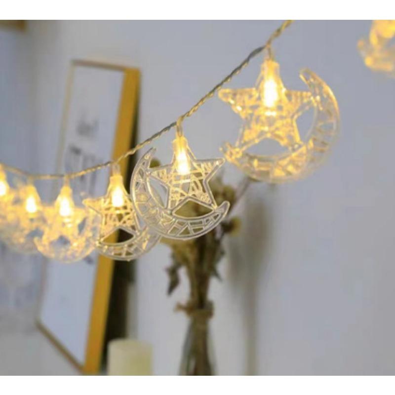 1.5M 10LED EID Mubarak LED String Lights Islam Muslim Festival Party Moon Star Castle Lantern Ramadan Home Decoration 2024 New