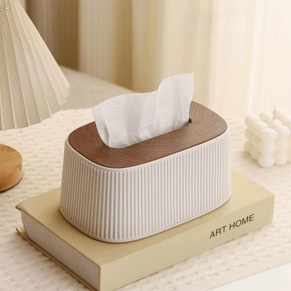 Wooden/Plastic Cover Tissue Box with Lid Large Opening Facial Tissue Holder Toilet
