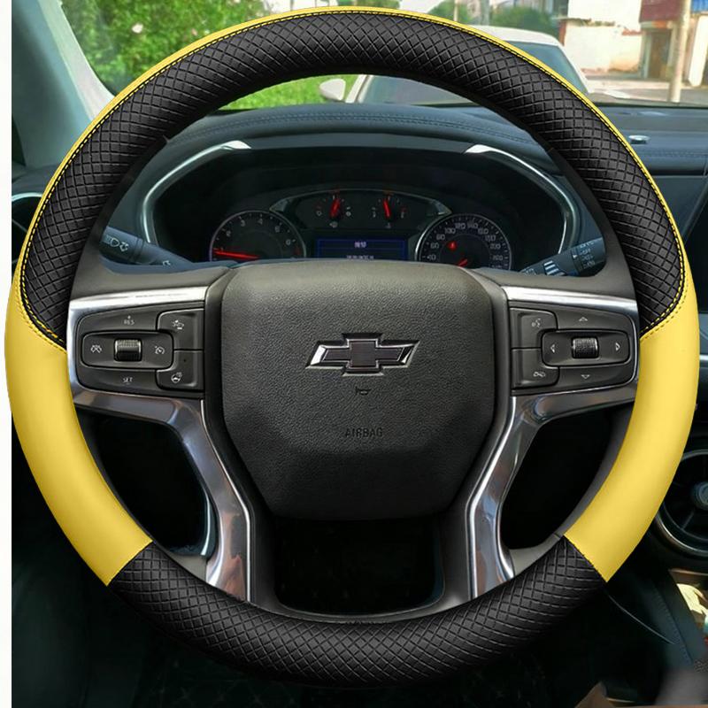 Чехол на руль автомобиля из микрофибры и кожи для Chevrolet Blazer 19-22 Silverado 19-21 3500HD 20-21 Suburban Tahoe 21