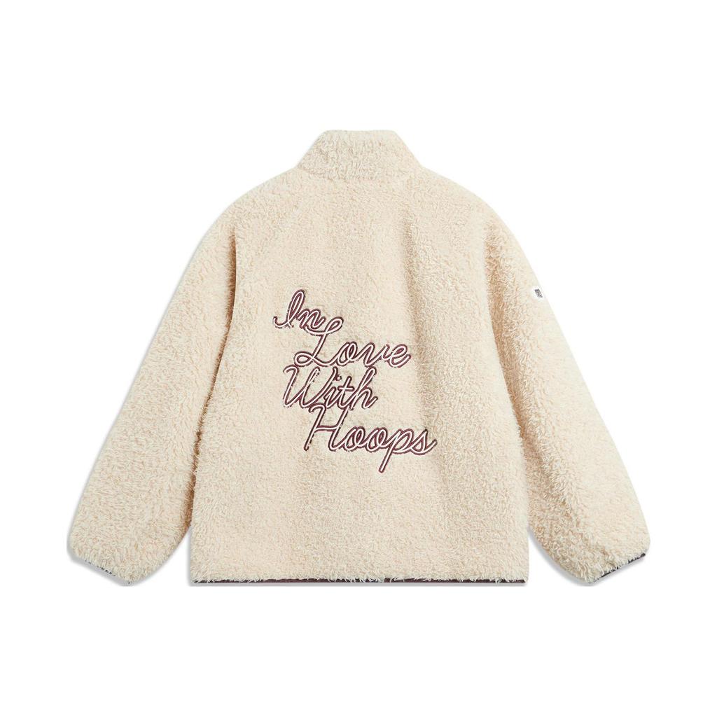 Li-Ning Вязаная флисовая куртка из овечьей шерсти с вышитыми буквами, мужская верхняя одежда, цвет гравийно-серый AFDT885-1