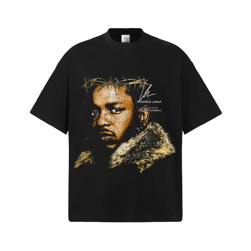 Kendrick Lamar Thorn Crown Graphic T-Shirt Unisex Oversized Hip Hop Rapper Casual Cotton Short Sleeve Urban Streetwear for Daily