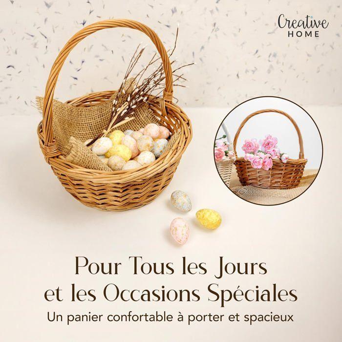Creative Home Petit Panier de Pâques en Osier | 22 x 22 x 26 cm (+-- 2 cm) | Panier avec anse | Tissé à la main | Panier fruits
