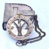 Brass Nautical Sundial Pocket Compass with Leather Case Cane Gift