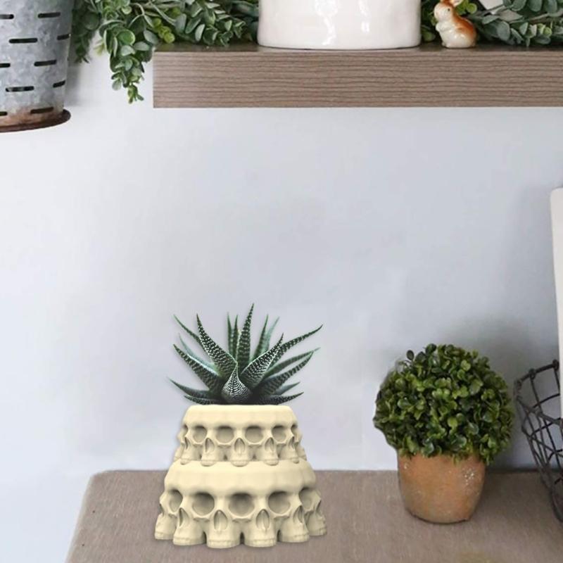 Halloween Skull Head Silicone  Mold Succulent Flowerpot Clay Cement Plaster Molds  Home Garden Flower S Mould