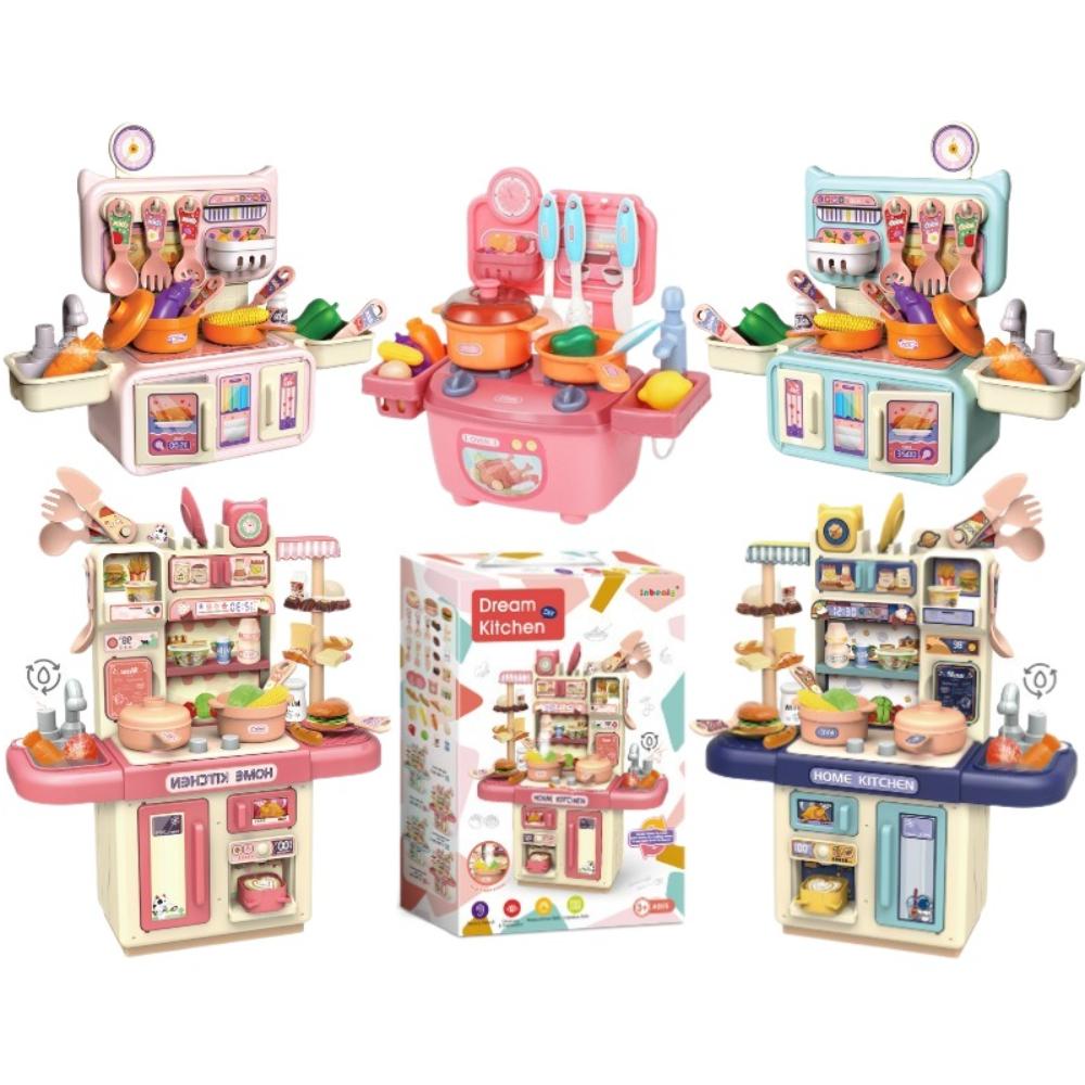 Mini Children Kitchen Toys Set Cook Food Pretend Play Role Toys Kitchen Counter Play Set Kids Gift