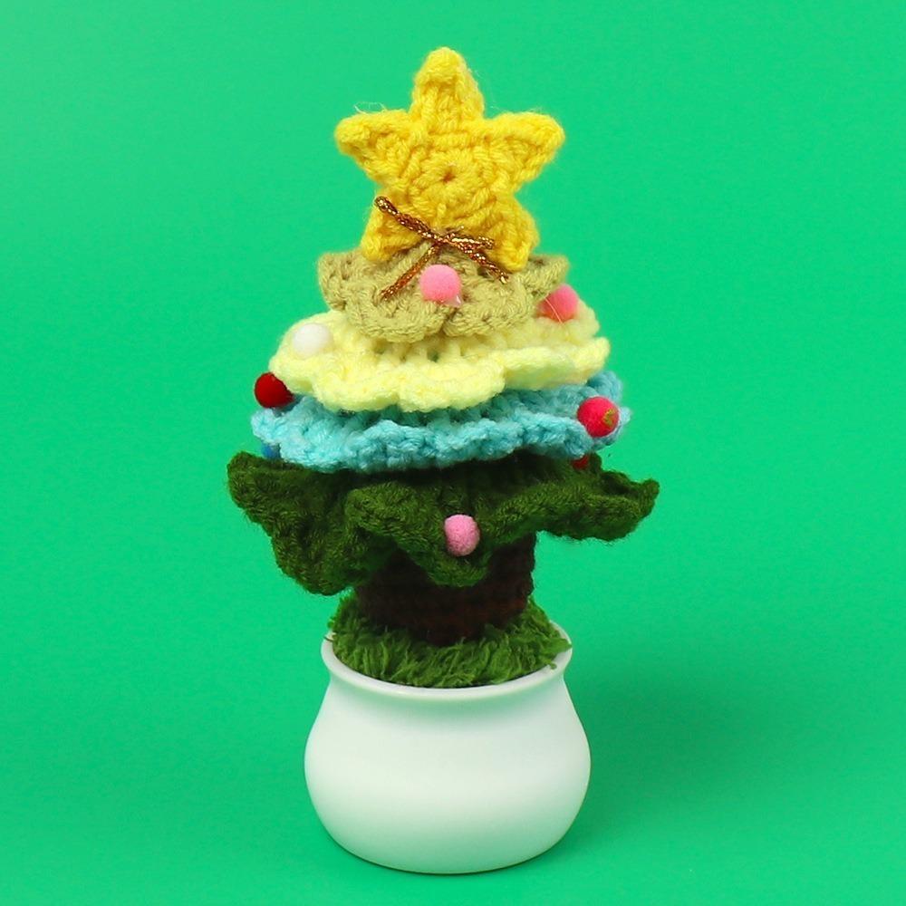 Ручная работа Вязаная крючком Рождественская елка Настольные игрушки Ручное плетение Вязаная Рождественская елка Готовое Рождественское украшение Имитация Комнатное растение