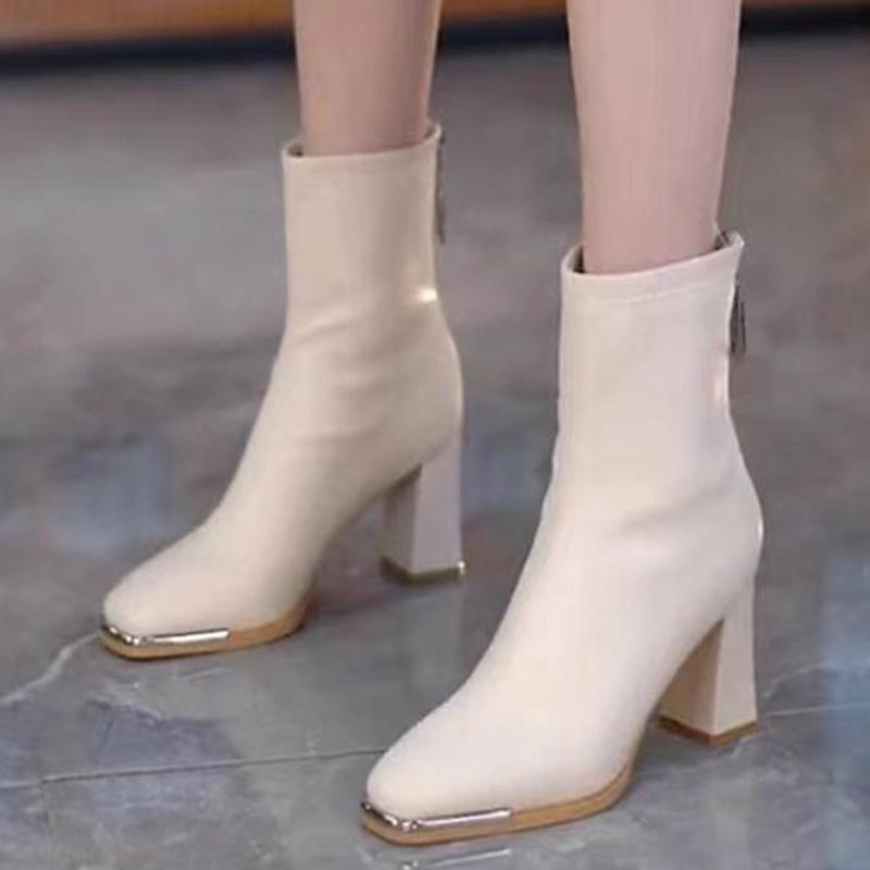 Модные женские ботильоны на высоком каблуке, кожаные туфли, элегантные туфли с острым носком, зимние тренды 2024 года, модные женские готические зимние короткие ботинки Mujer