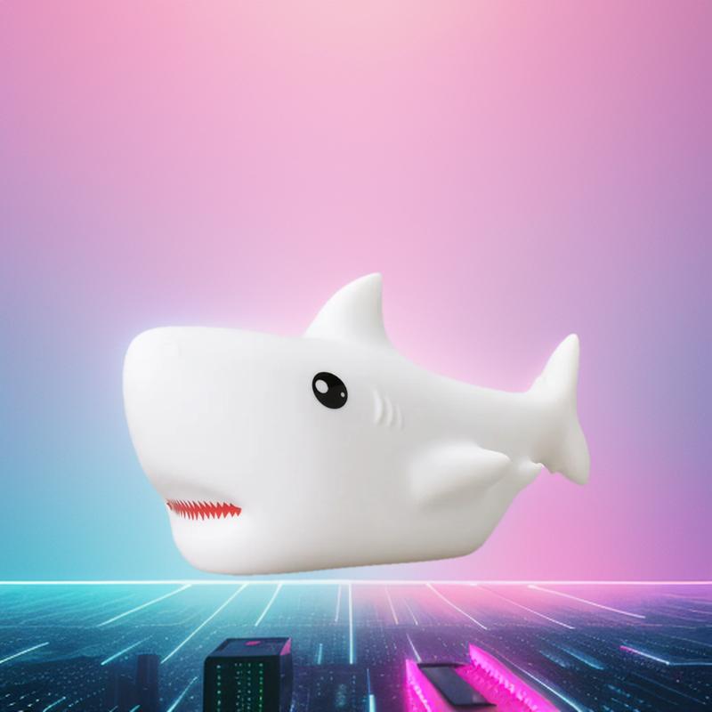 Милый мультяшный силиконовый светильник в форме акулы, светодиодный ночник, перезаряжаемый через USB, декоративная лампа для спальни