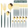 24 шт. набор столовой посуды из нержавеющей стали, нож, вилка, ложка, столовые приборы, кухонные красочные, элегантные, черный, золотой, набор столовых приборов