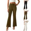 Женские повседневные и удобные эластичные прямые брюки с высокой талией и пуговицами, расклешенные на пуговицах